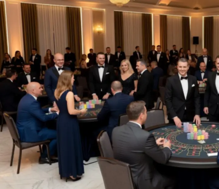 Elegancka aranżacja eventu firmowego w stylu kasyna na fun money