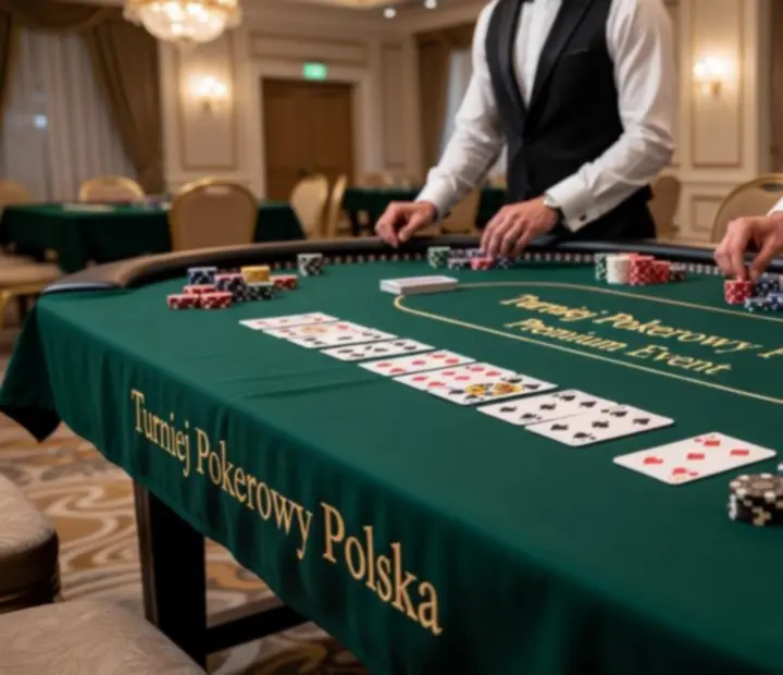 Profesjonalne stoły pokerowe z żetonami rozrywkowymi i kartami do gry